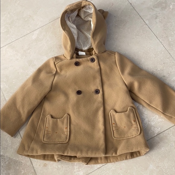 H&M tan peacoat with detachable hood - Picture 2 of 4